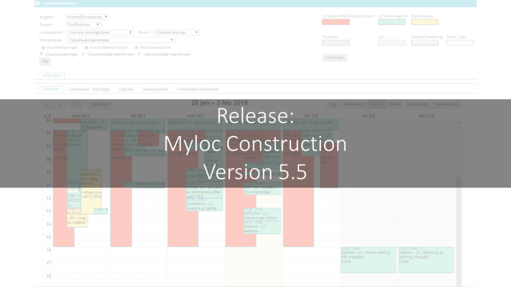 Myloc Construction logistiksystem för byggprojekt version 5.5