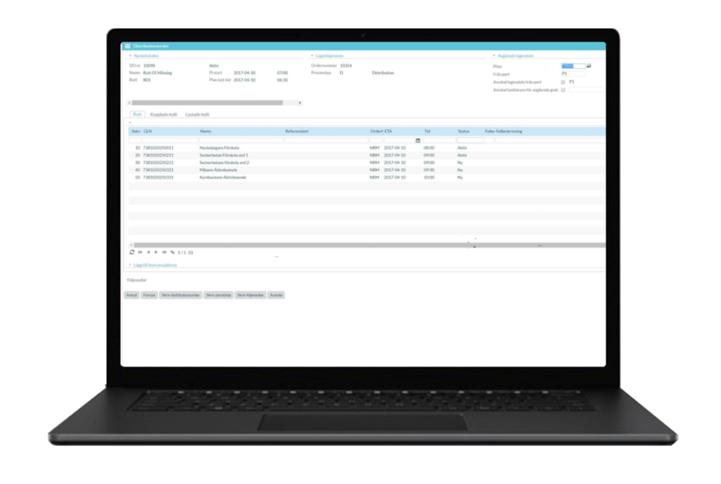 myloc logistics dator screen