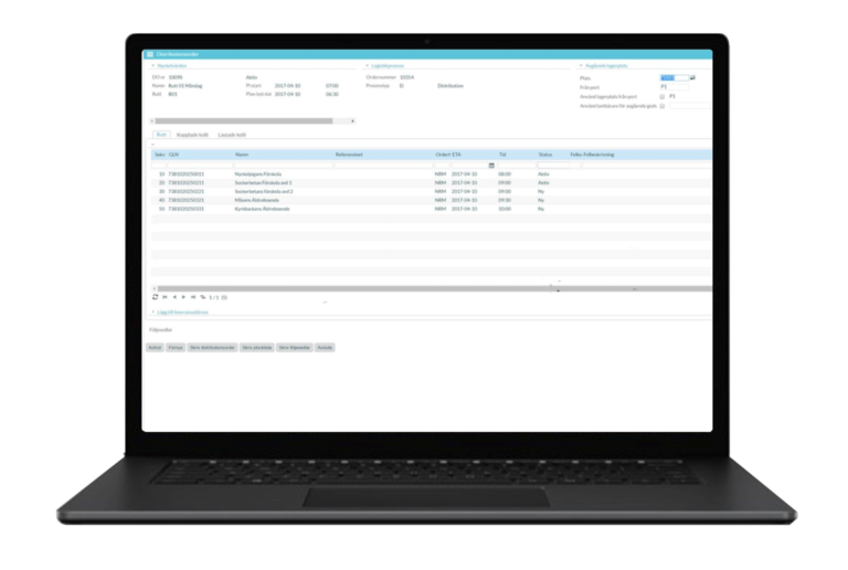 myloc logistics dator screen