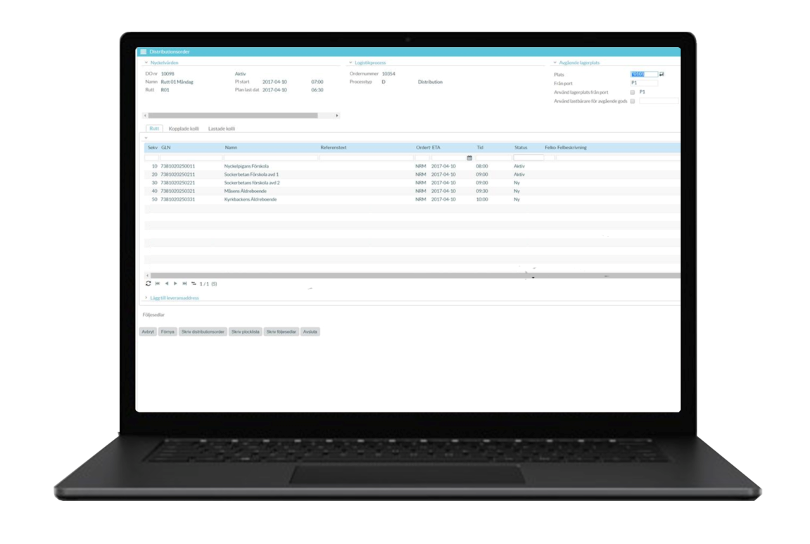 myloc logistics dator screen